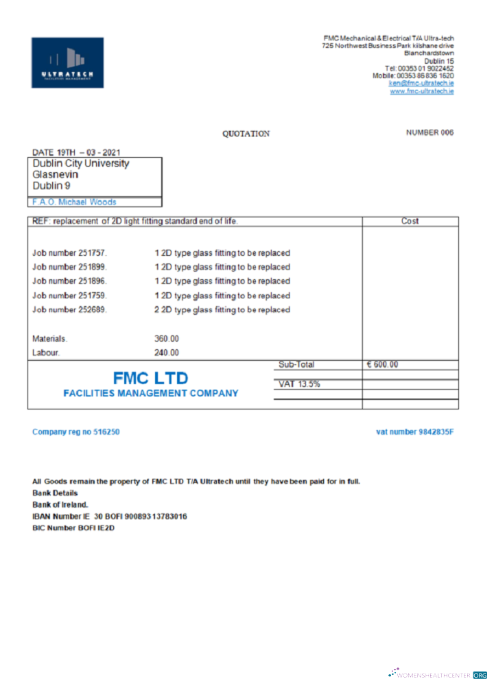 Download Ireland Ultratech Pvt Ltd invoice Photoshop template